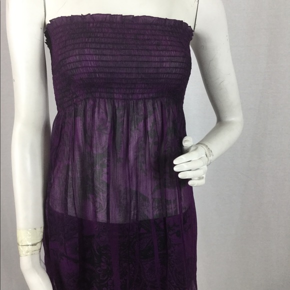 Sheer Dark Purple Strapless top, by Full Tilt sz s - Picture 2 of 7